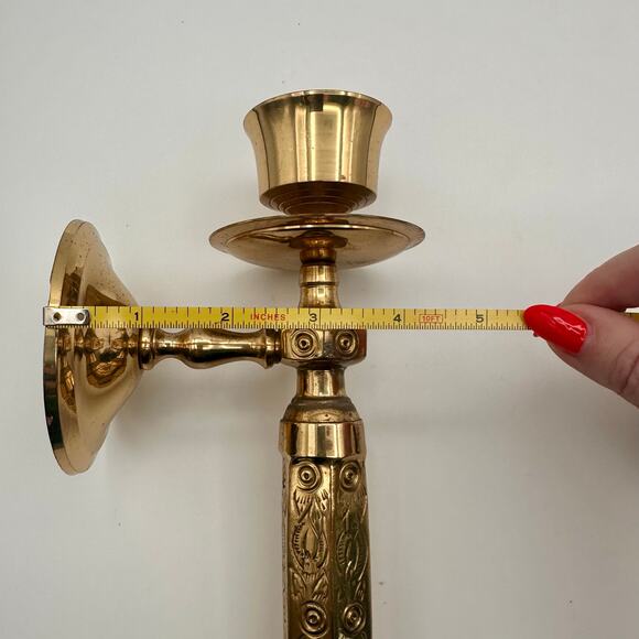 Vintage brass wall sconce candle stick set of two with mounting holds. EUC - Picture 6 of 8